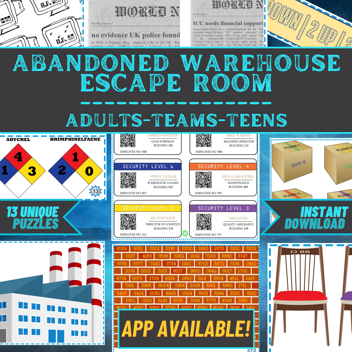 Abandoned Warehouse - Escape Room Game Printable
