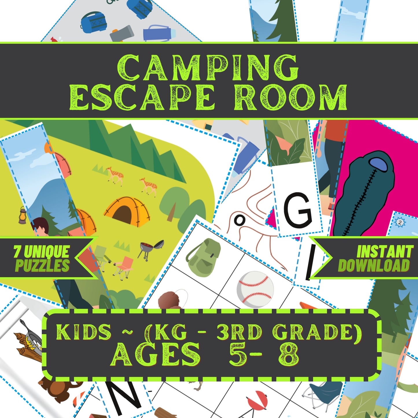 Camping Escape - Kids Escape Room Game Printable (Ages 5-8)