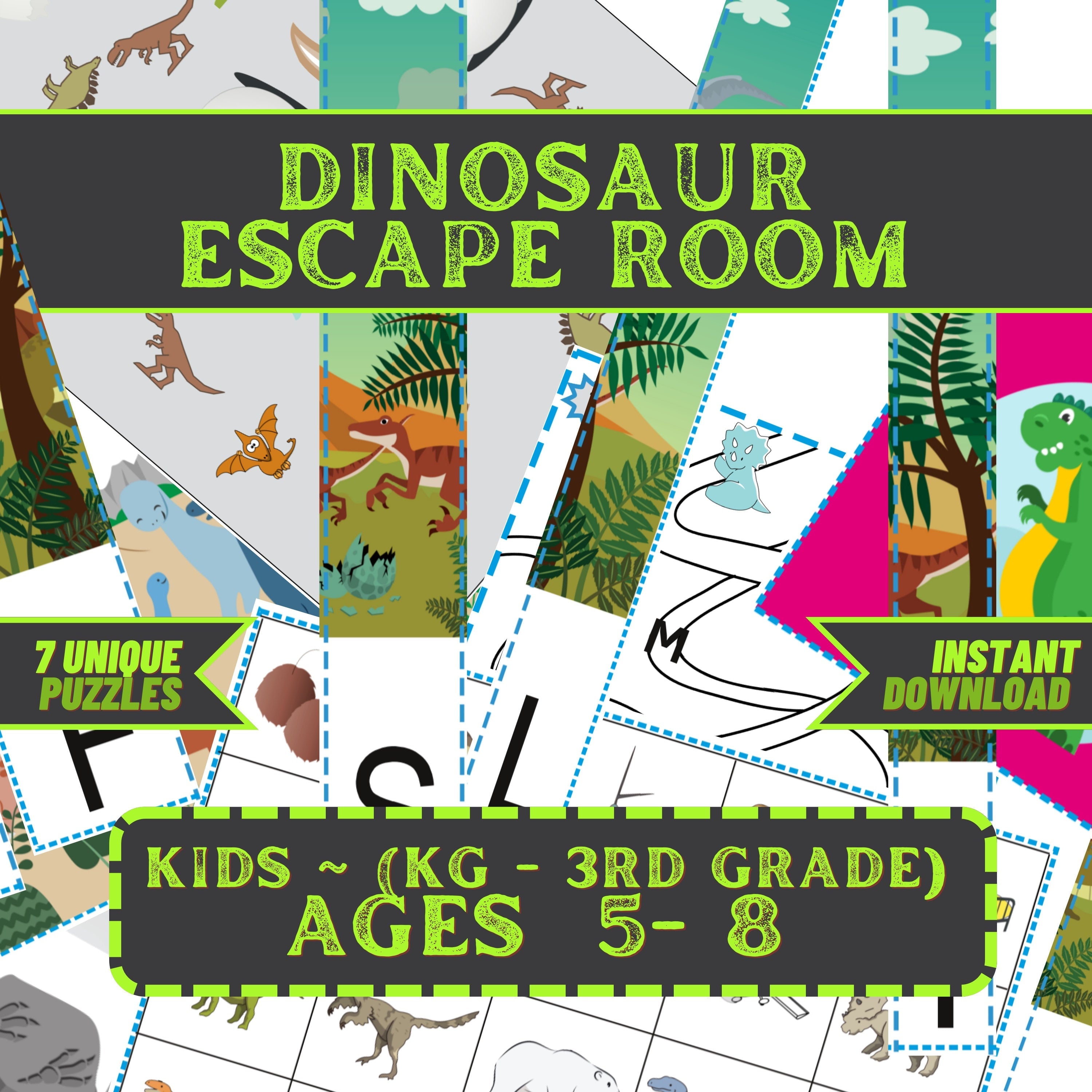 Dinosaur Escape - Kids Escape Room Game Printable (Ages 5-8