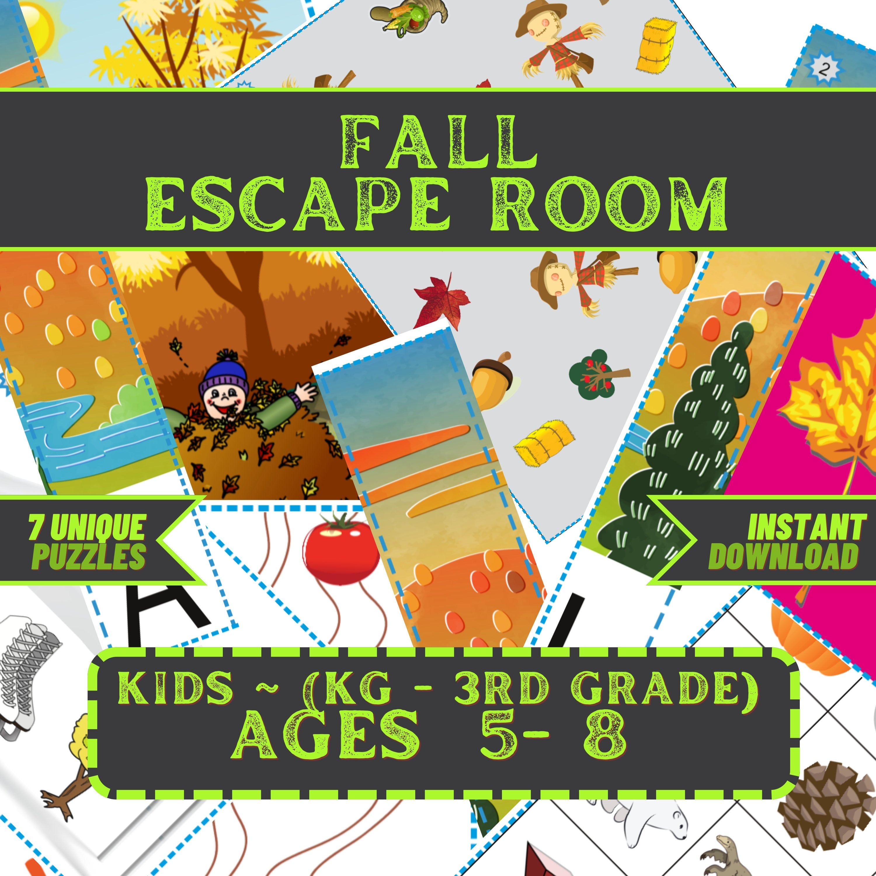 Fall(Autumn) Escape - Kids Escape Room Game Printable (Ages 5-8