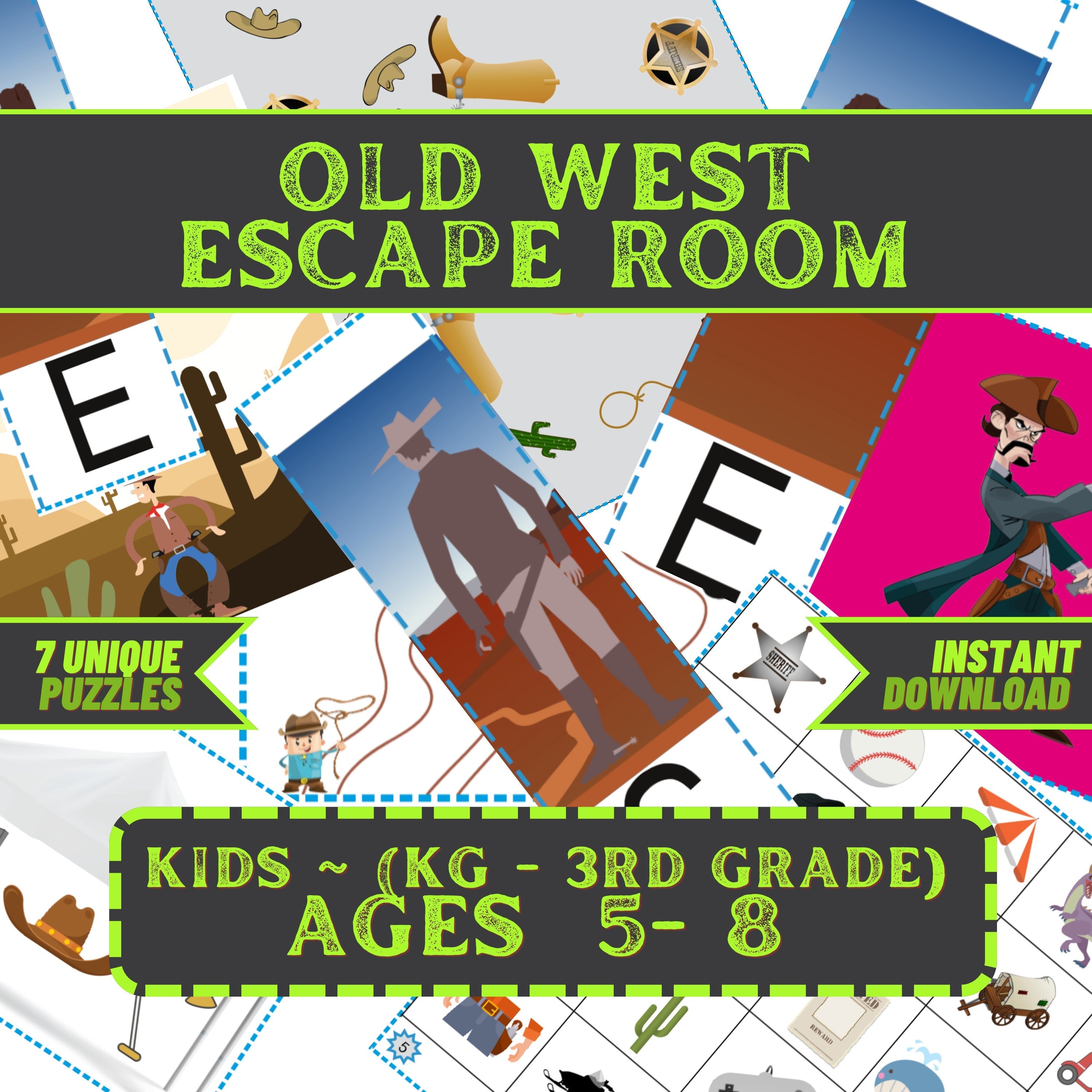 Old West Escape - Kids Escape Room Game Printable (Ages 5-8