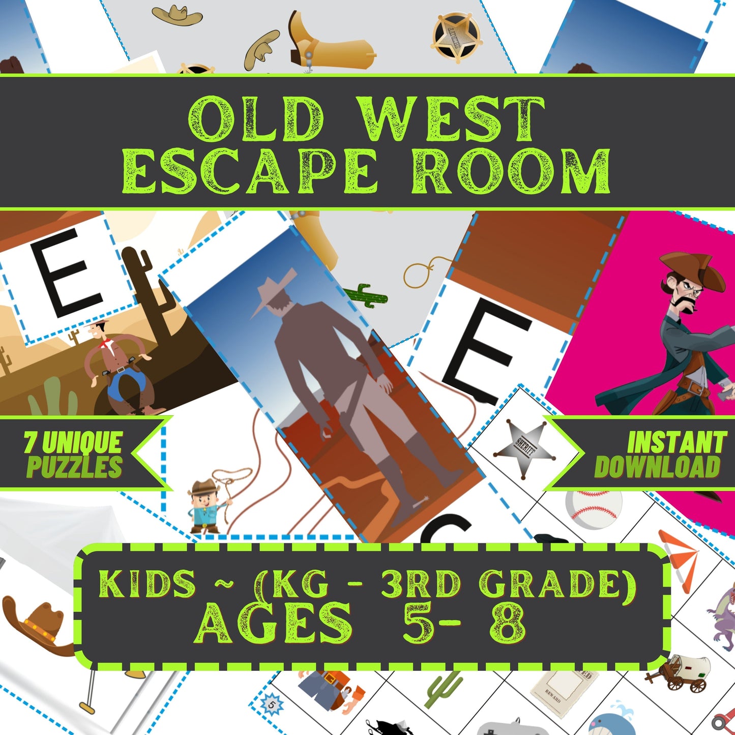 Old West Escape - Kids Escape Room Game Printable (Ages 5-8)