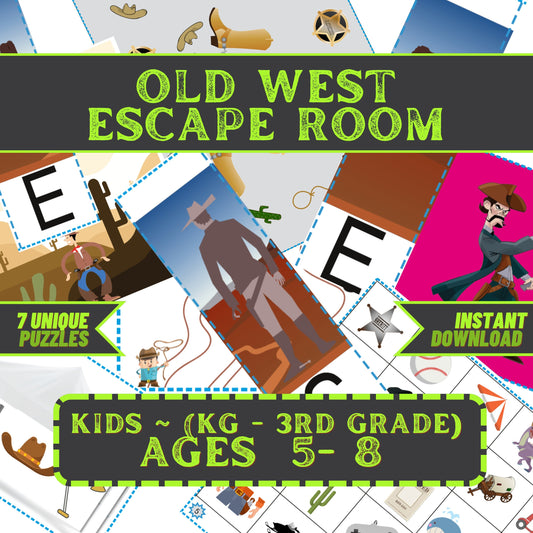 Old West Escape - Kids Escape Room Game Printable (Ages 5-8)