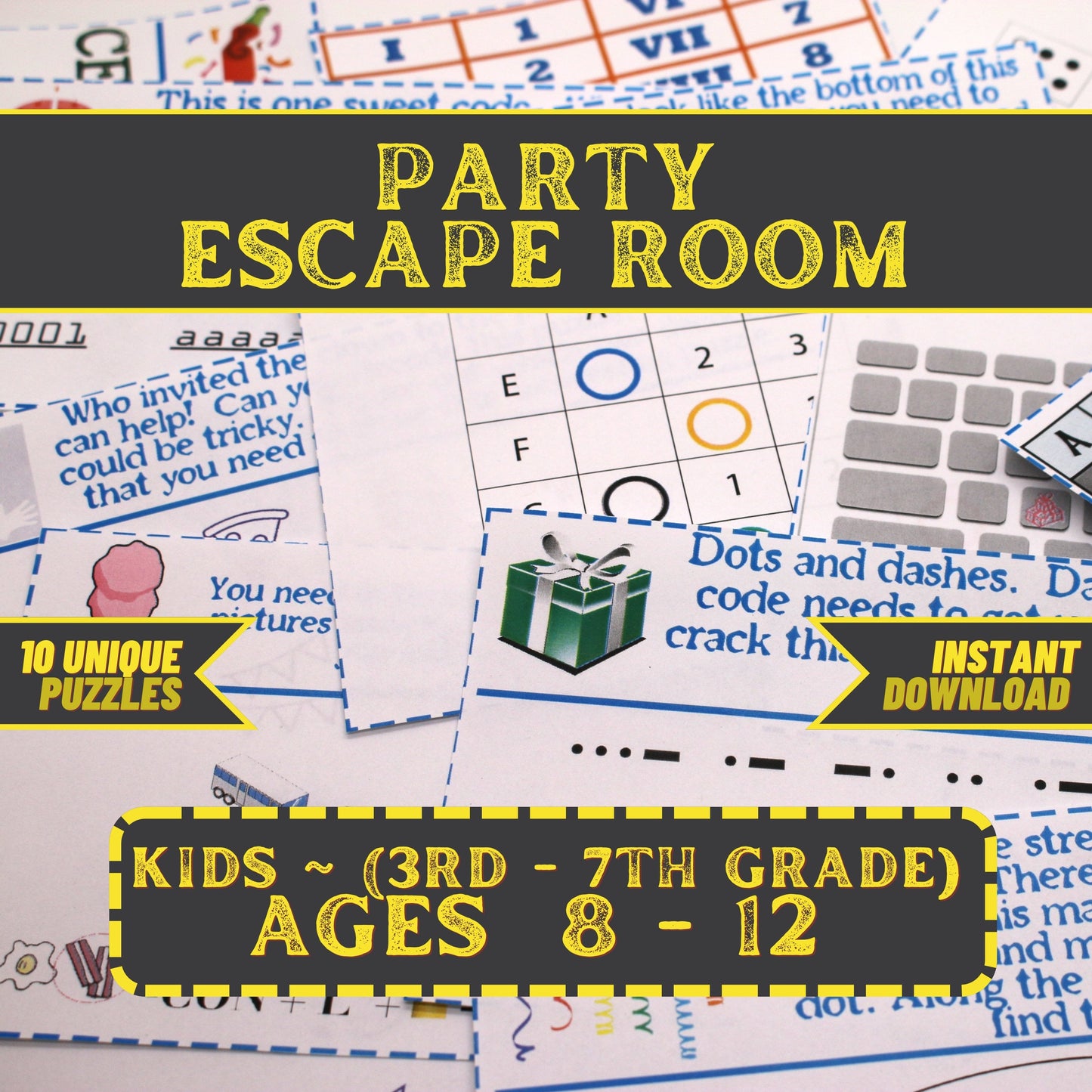 Party Escape - Kids Escape Room Game Printable (Ages 8-12)