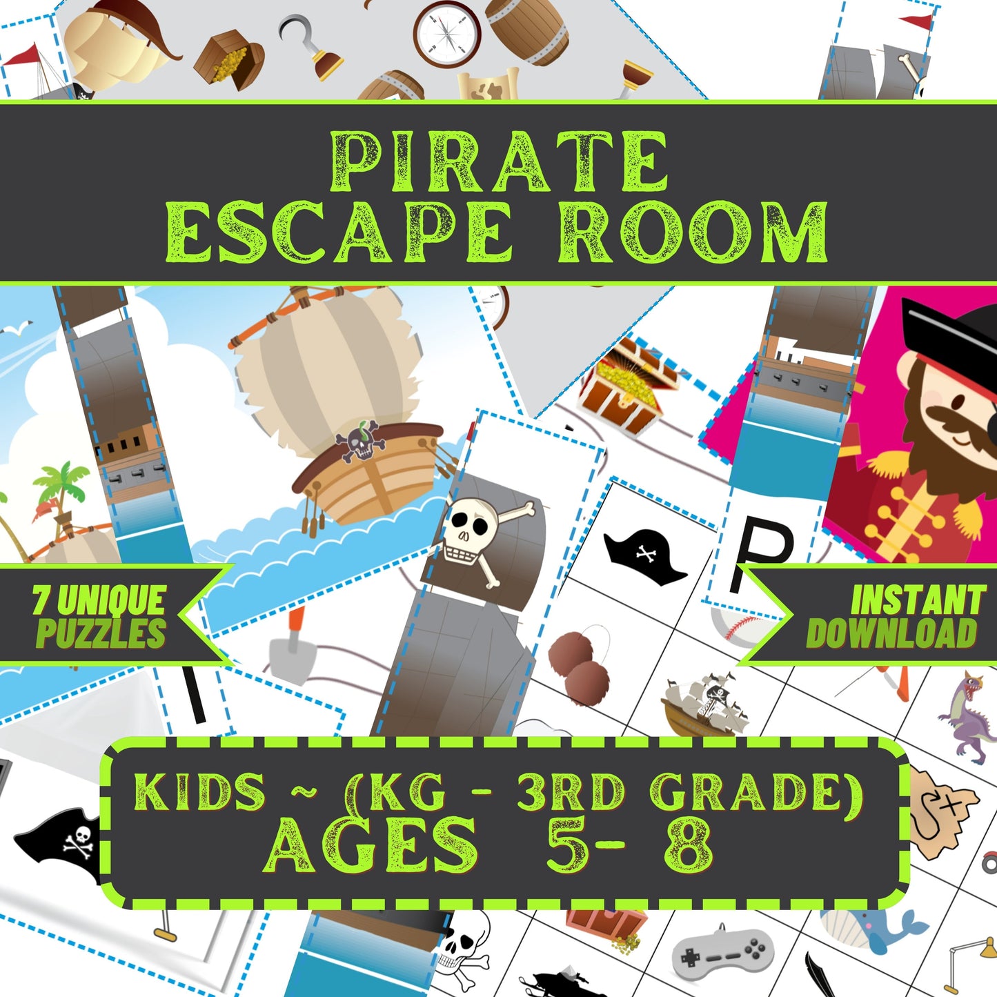 Pirate Escape - Kids Escape Room Game Printable (Ages 5-8)