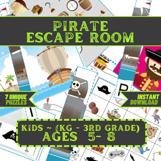 Pirate Escape - Kids Escape Room Game Printable (Ages 5-8)