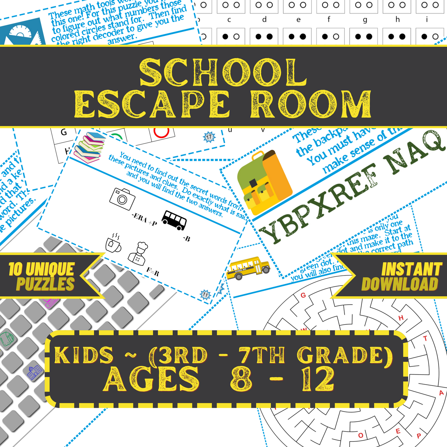 School Escape - Kids Escape Room Game Printable (Ages 8-12)