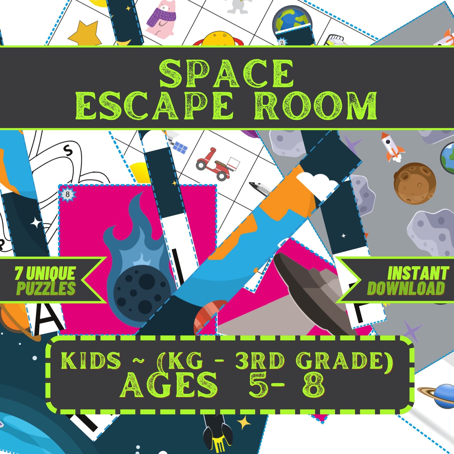 Space Escape - Kids Escape Room Game Printable (Ages 5-8)