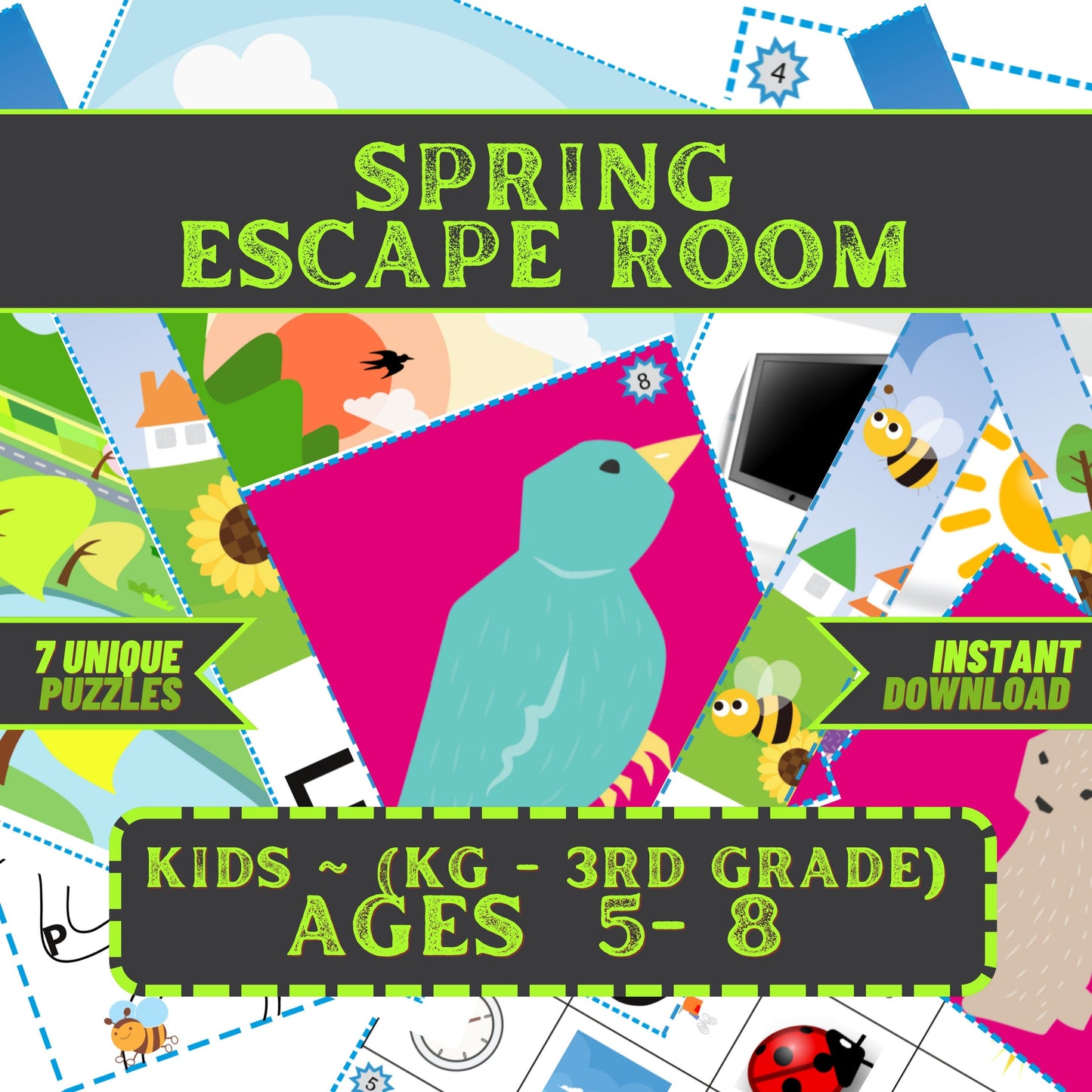 Spring Escape - Kids Escape Room Game Printable (Ages 5-8)