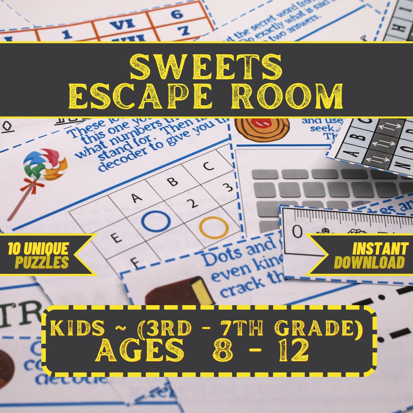 Sweets Escape - Kids Escape Room Game Printable (Ages 8-12)