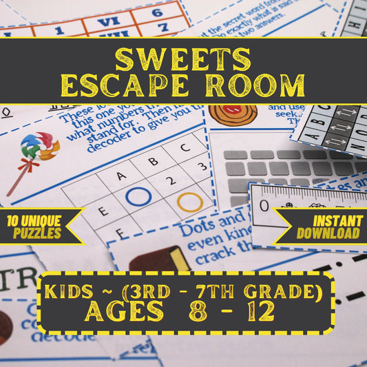 Sweets Escape - Kids Escape Room Game Printable (Ages 8-12)
