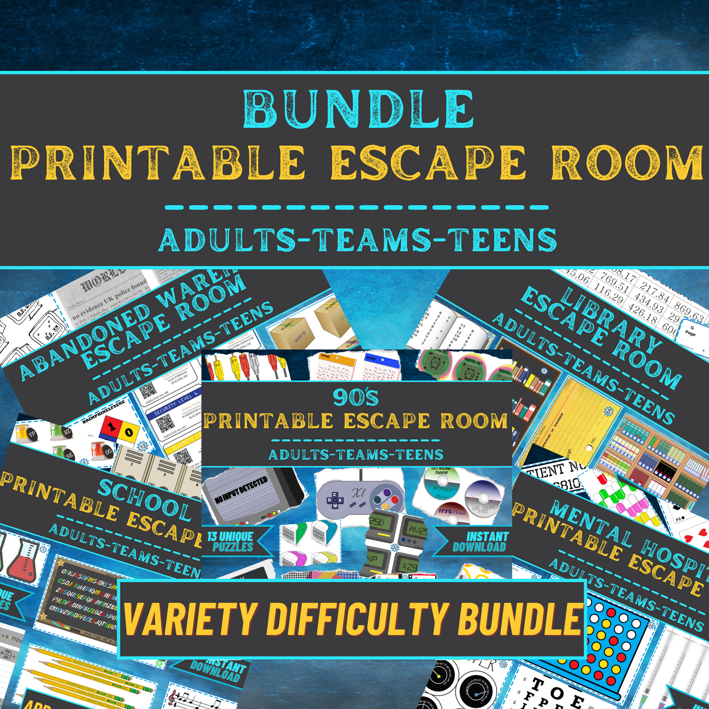 Variety Difficulty Adult Bundle - Printable Escape Room