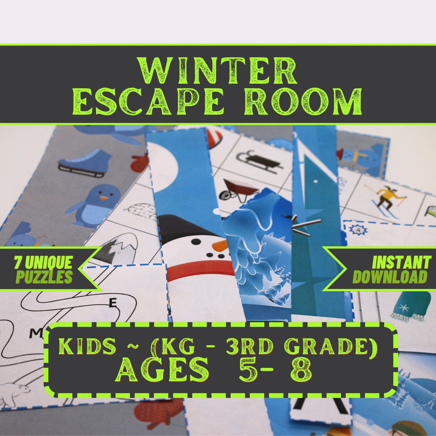 Winter Escape - Kids Escape Room Game Printable (Ages 5-8)