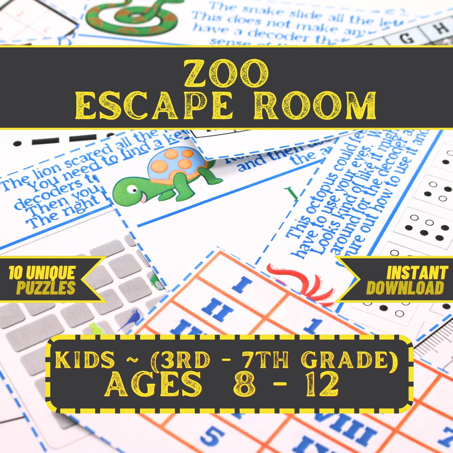Zoo Escape - Kids Escape Room Game Printable (Ages 8-12)