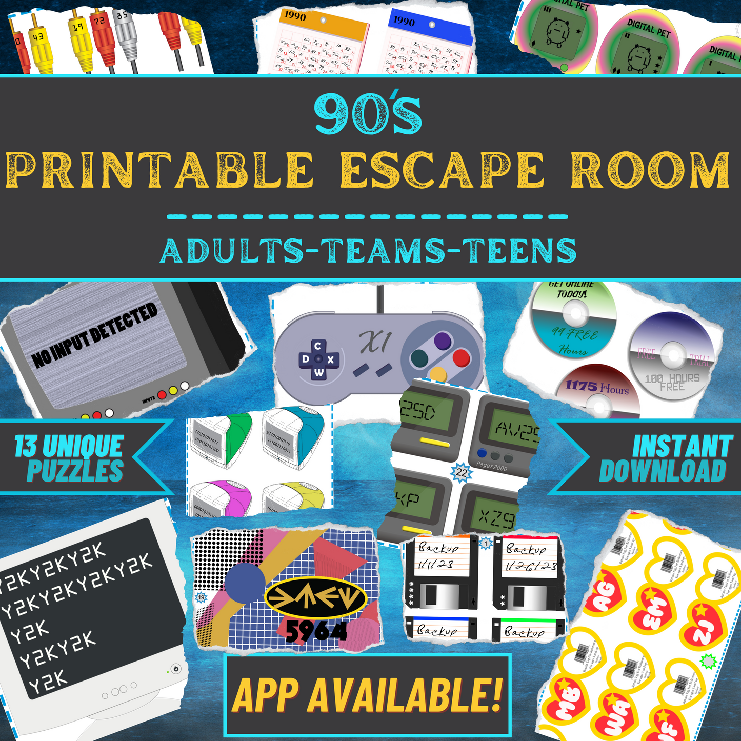 90's - Escape Room Game Printable