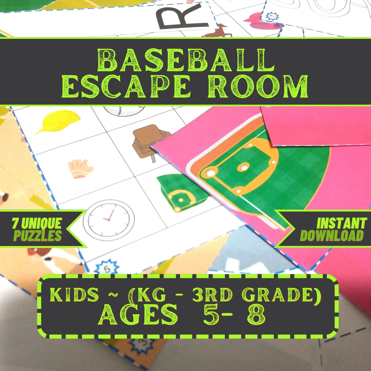 Baseball Escape - Kids Escape Room Game Printable (Ages 5-8)