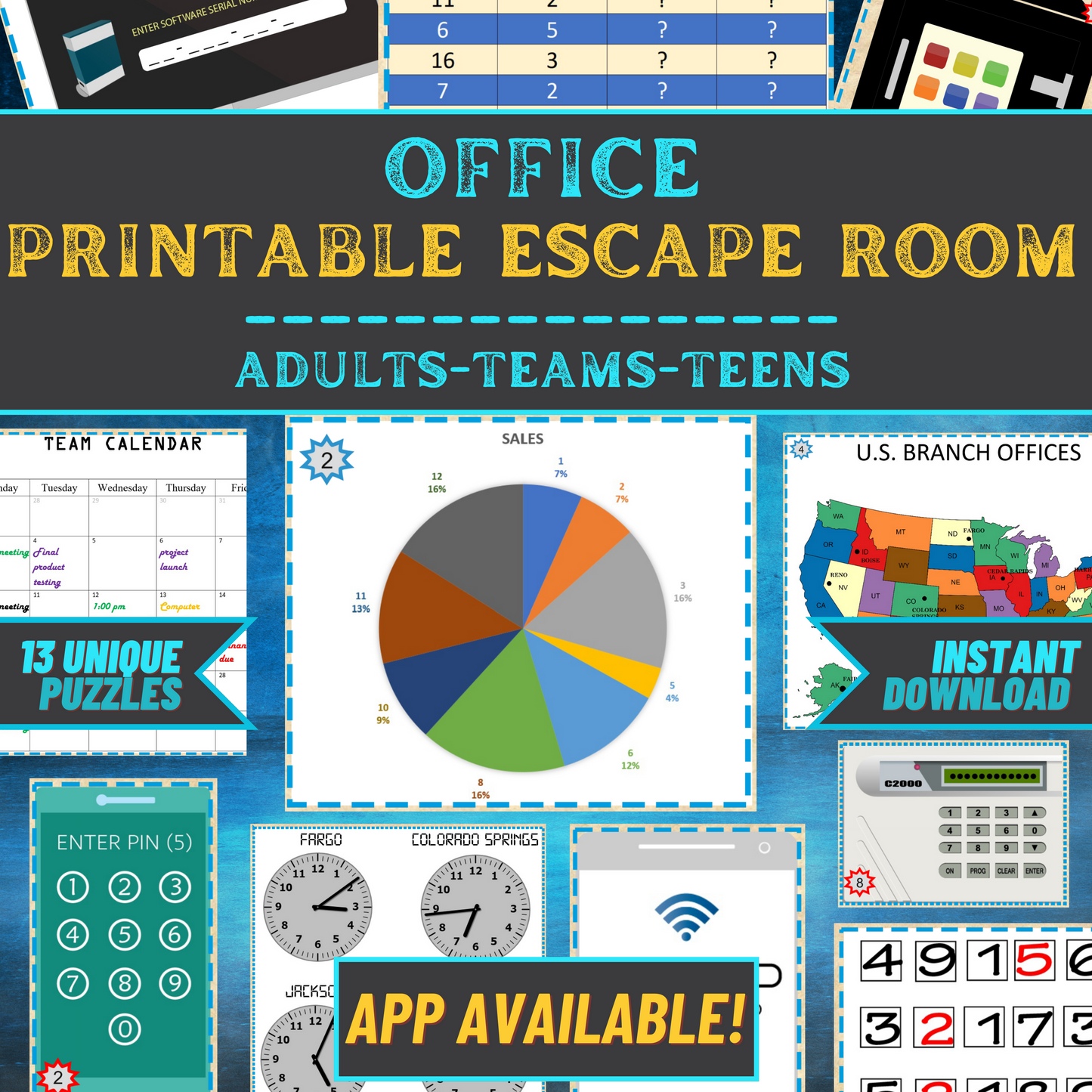 Corporate Theme Adult Bundle - Printable Escape Room