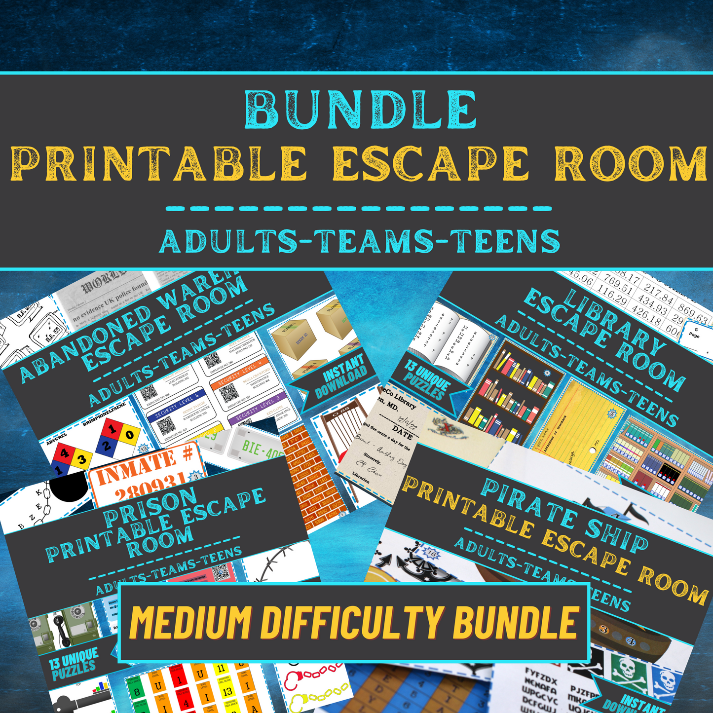 Medium Difficulty Adult Bundle - Printable Escape Room