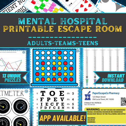 Mental Hospital - Escape Room Game Printable