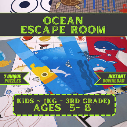 Ocean Escape - Kids Escape Room Game Printable (Ages 5-8)