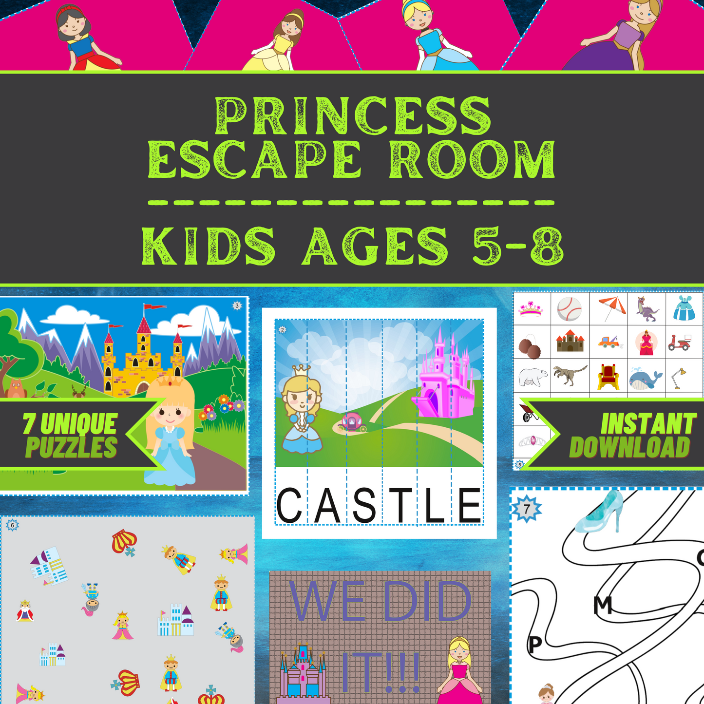 Princess Escape - Kids Escape Room Game Printable (Ages 5-8)
